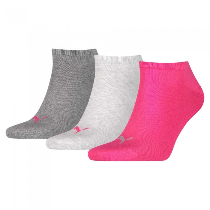 [해외]푸마 양말 Sneaker Plain 3 한 쌍 136567114 Middle Grey Melange / Pink