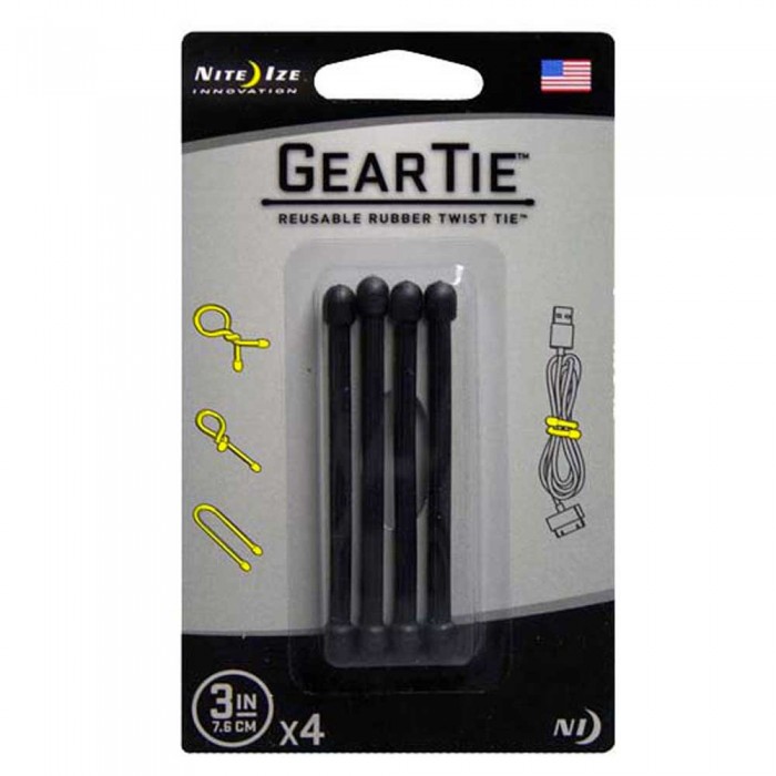 [해외]NITE IZE Gear Tie 3 Inch Pack 4 단위 클램프 4135919262 Black
