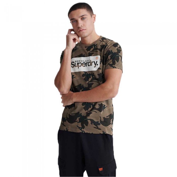 [해외]슈퍼드라이 코어 로고 Tag 반팔 티셔츠 137403285 Camouflage Brown