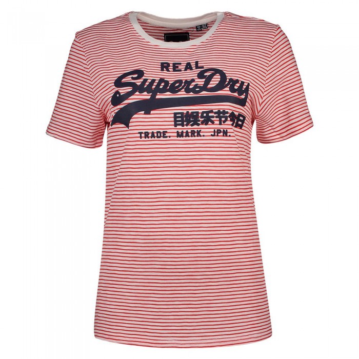 [해외]슈퍼드라이 Vintage 로고 Stripe 반팔 티셔츠 137404021 Ecru Slub Stripe