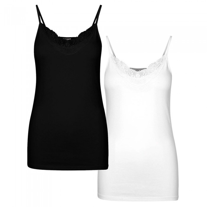 [해외]베로모다 Inge Lace 2 Units 민소매 티셔츠 137464510 Black / Pack Bright White