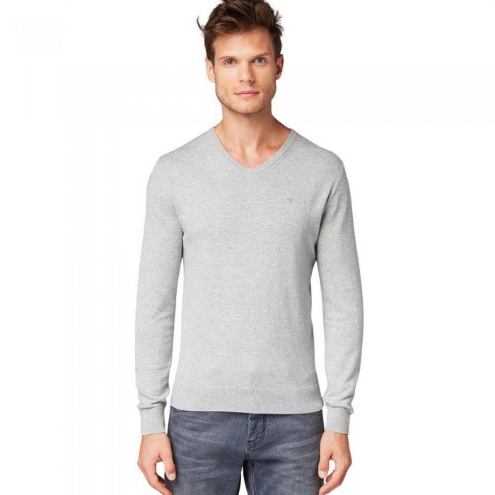 [해외]TOM TAILOR 스웨터 Simple Knitted V-넥 137514993 Light Soft Grey Melange