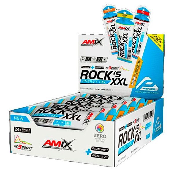 [해외]AMIX 카페인 함유 Rock´s XXL 65g 24 단위 망고 에너지 젤 상자 1137599000