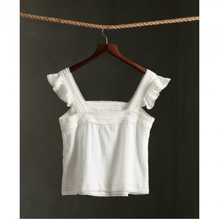 [해외]슈퍼드라이 Layne Textured Lace 민소매 티셔츠 137545228 White
