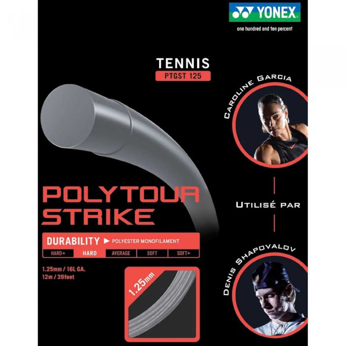 [해외]요넥스 테니스 싱글 스트링 Polytour Strike 12 M 12137646478 Iron Gray