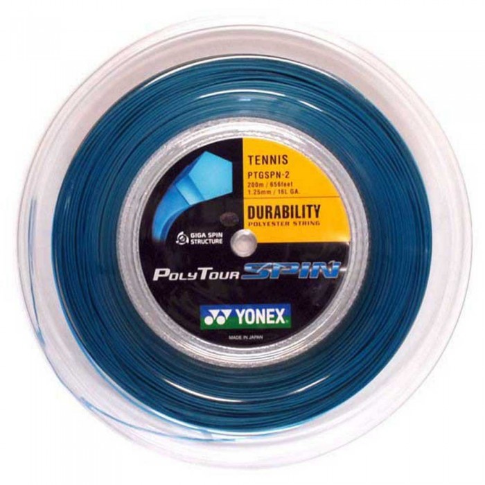 [해외]요넥스 Polyour Spin 200 M 테니스 릴 스트링 12137646480 Blue
