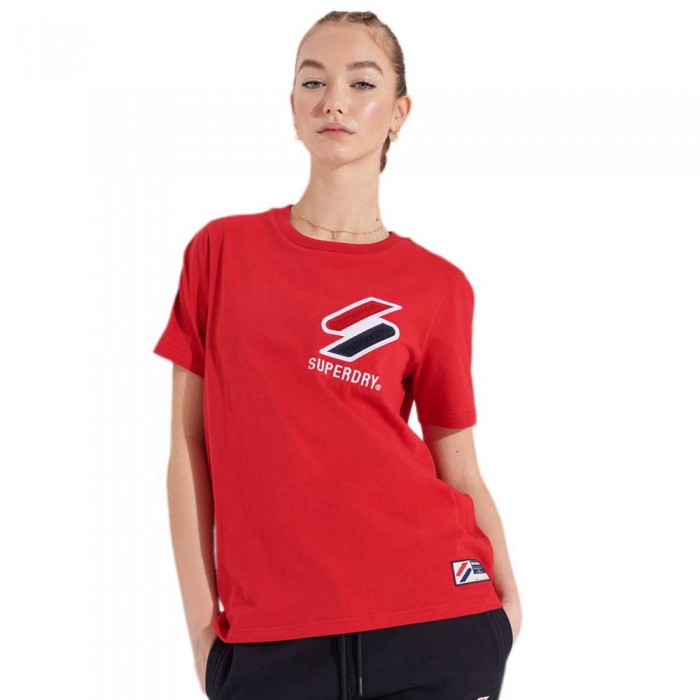 [해외]슈퍼드라이 Sportstyle Chenille 반팔 티셔츠 137907788 Risk Red