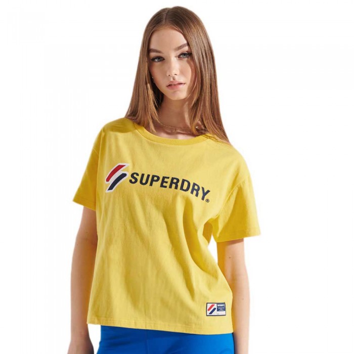 [해외]슈퍼드라이 반팔 티셔츠 Sportstyle Graphic Boxy 137907796 Nautical Yellow