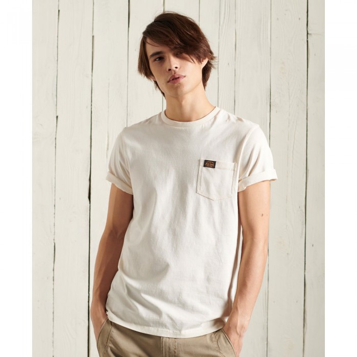 [해외]슈퍼드라이 반팔 티셔츠 Workwear 포켓 137906120 Rice White