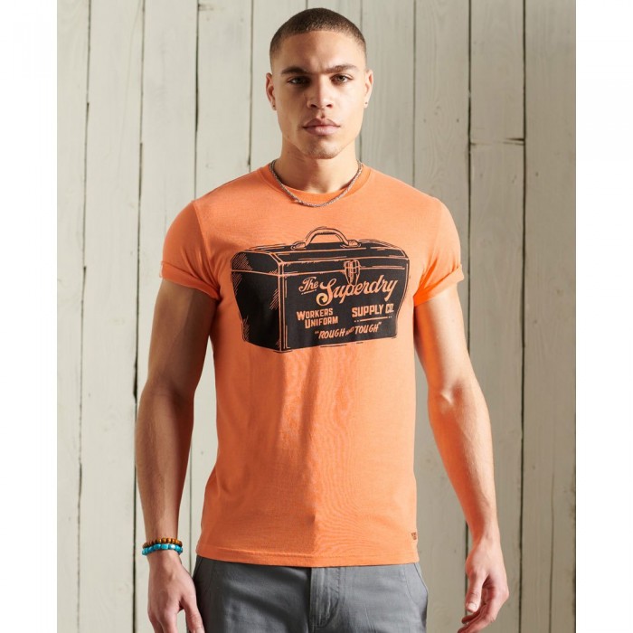 [해외]슈퍼드라이 Workwear Graphic 185 반팔 티셔츠 137906129 Bright Orange Marl