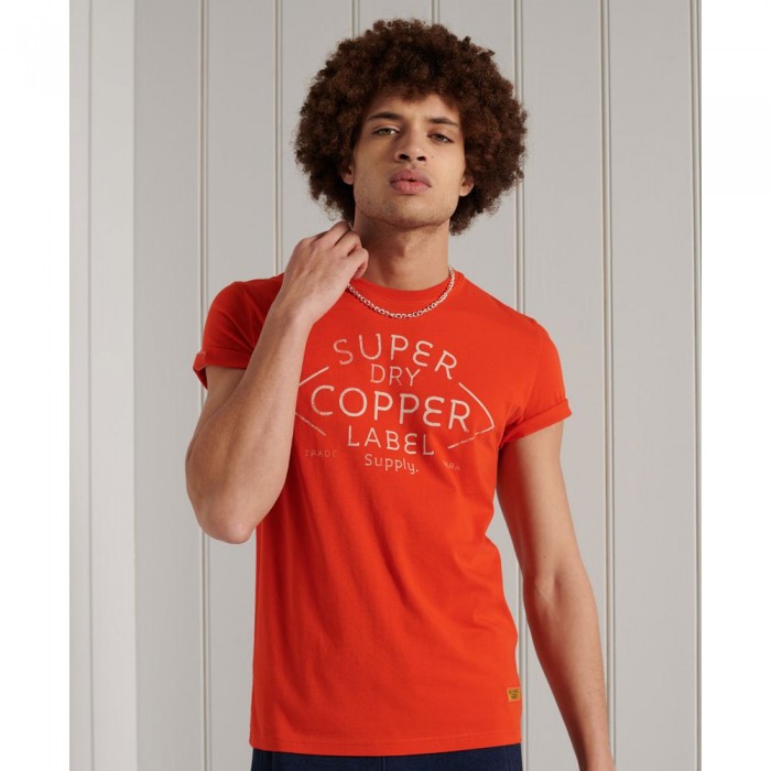 [해외]슈퍼드라이 반팔 티셔츠 Workwear Graphic 185 137906133 Volcanic Lava Orange