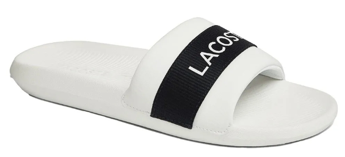 [해외]라코스테 Croco Textile Logo 슬리퍼 137944427 White / Navy