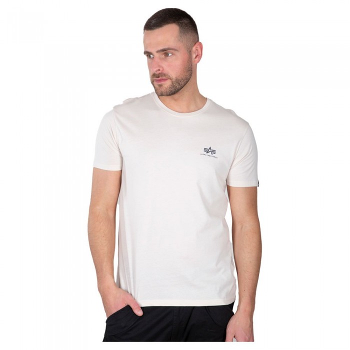 [해외]알파 인더스트리 Basic Small 로고 반팔 티셔츠 138022129 Jet Stream White