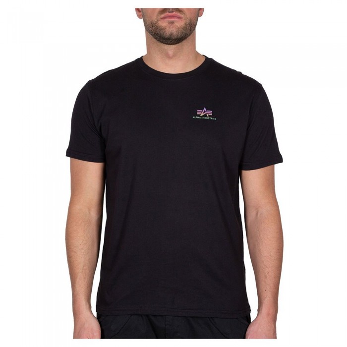 [해외]알파 인더스트리 Basic Small 로고 레인bow Reflective 반팔 티셔츠 138022154 Black
