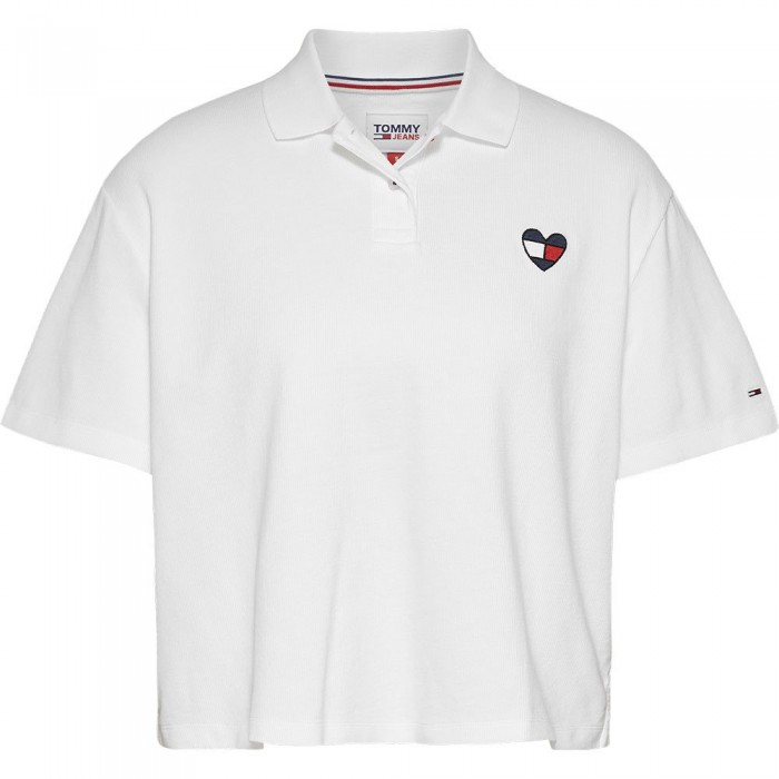 [해외]타미 진 Boxy Crop Heart Short Sleeve Polo Shirt White