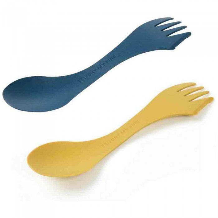 [해외]LIGHT MY FIRE Spork Original Bio 2 Pack Cutlery Set 4137091370 Musty Yellow / Hazy Blue