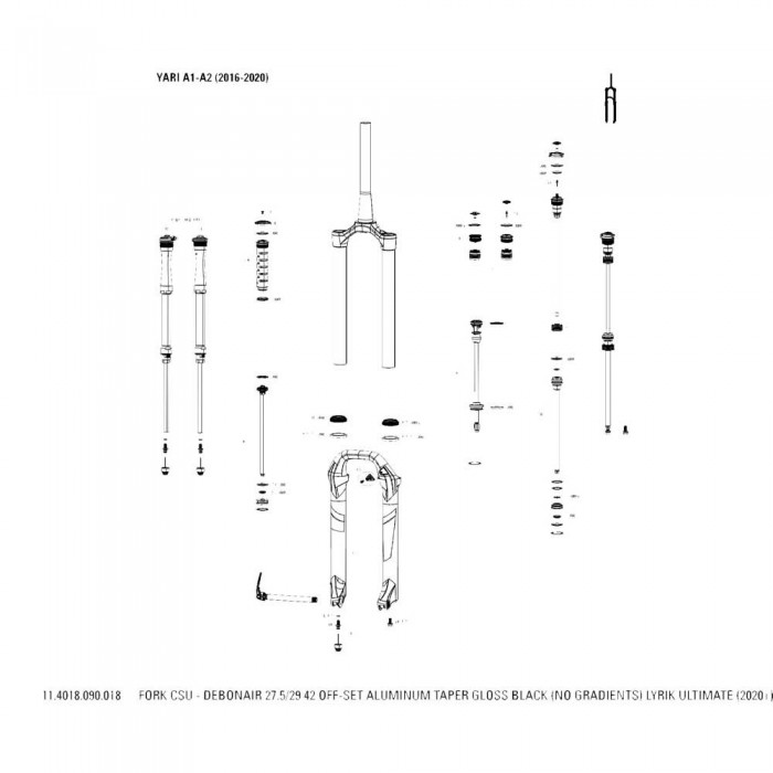 [해외]락샥 Lyrik Ultimate Fork용 Crown/Steerer/Uppertube Debonair Aluminium 1137670401 Black