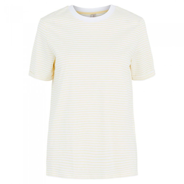 [해외]PIECES Ria Fold Up 반팔 티셔츠 138095332 Bright White / Stripes Pale Banana