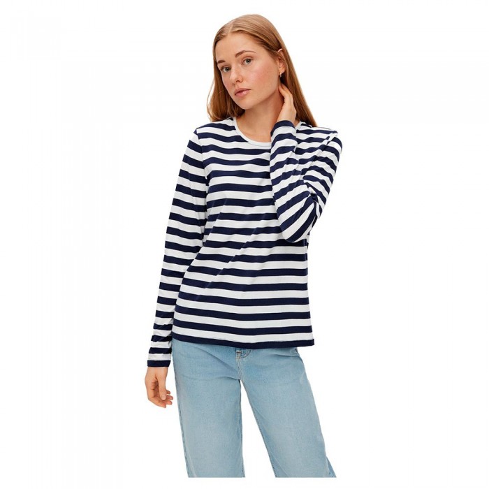 [해외]PIECES Ria 긴팔 티셔츠 138095414 Bright White / Stripes Maritime Blue