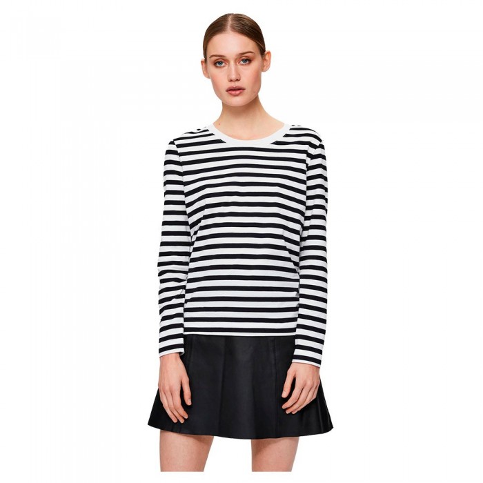 [해외]SELECTED Standard Stripe 긴팔 티셔츠 138107302 Black / Stripes Snow White