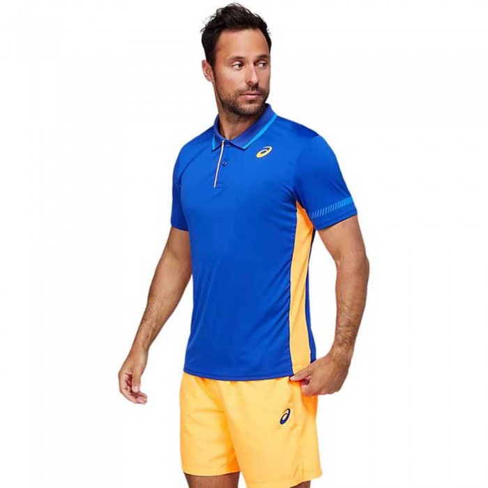 [해외]아식스 Padel Short Sleeve T-Shirt 12138131123 Monaco Blue / Orange Pop