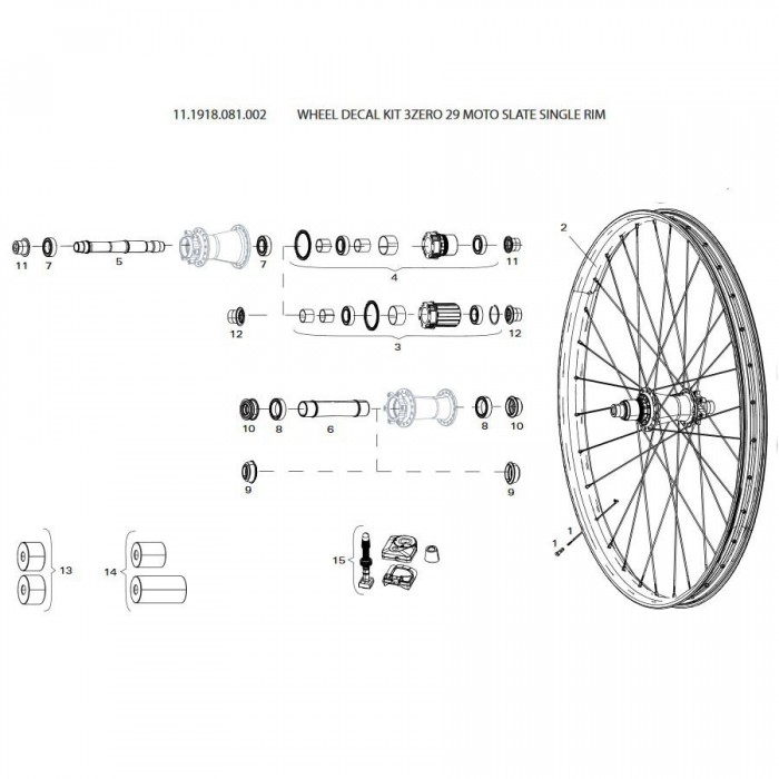 [해외]스램 상표 Wheel Decal Kit 3Zero 29 Moto Slate Single Rim 1137670599 Slate