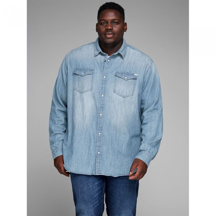 [해외]잭앤존스 긴 소매 셔츠 Esheridan Ps 138372010 Medium Blue Denim / Plus Size Fit