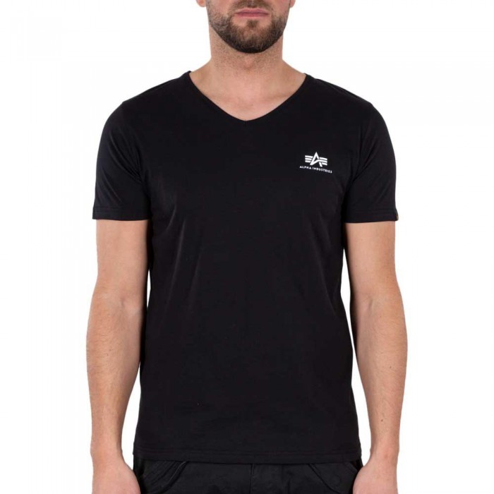 [해외]알파 인더스트리 Basic Small 로고 반팔 V넥 티셔츠 138400728 Black