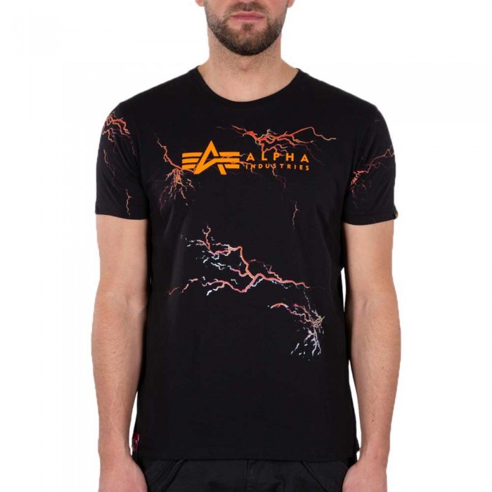[해외]알파 인더스트리 라이트ning 올 Over Print 티셔츠 138400860 Black / Orange