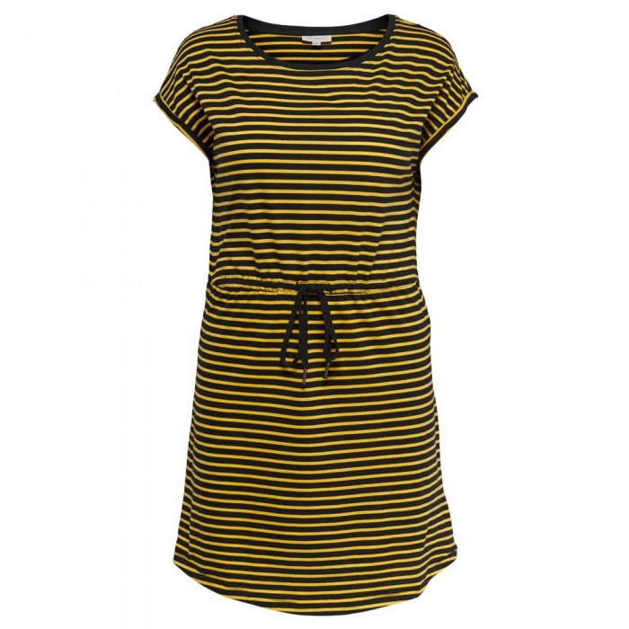 [해외]ONLY CARMAKOMA 반팔 짧은 드레스 April 138509172 Black / Stripes Double Yolk Yellow