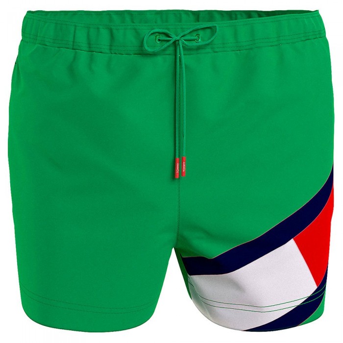 [해외]타미힐피거 Colour Blocked Slim Fit Mid Length Swimming Shorts Primary Green