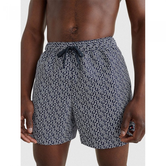 [해외]타미힐피거 언더웨어 Medium Drawstring-Print UM0UM02479 Swimming Shorts Hil Th Cube Print