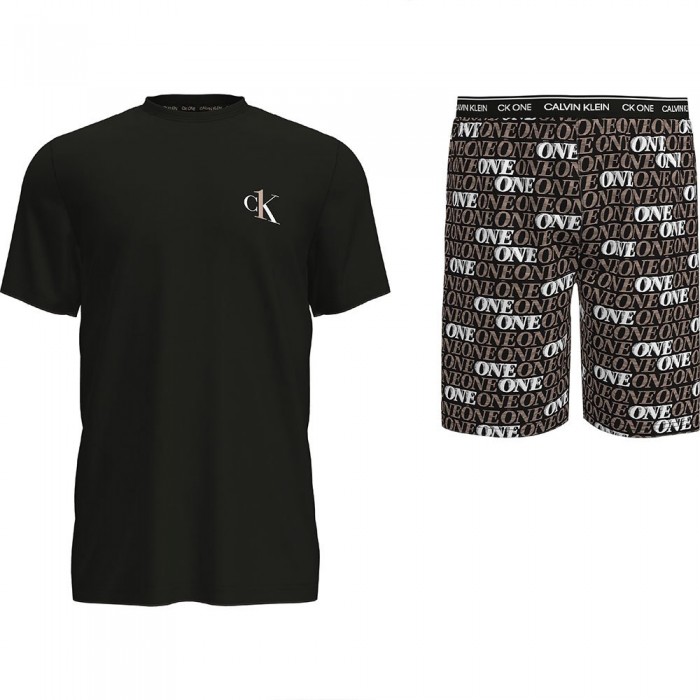 [해외]캘빈클라인 언더웨어 Woven Shorts Pyjama Black Top. Fast One Print Bottom