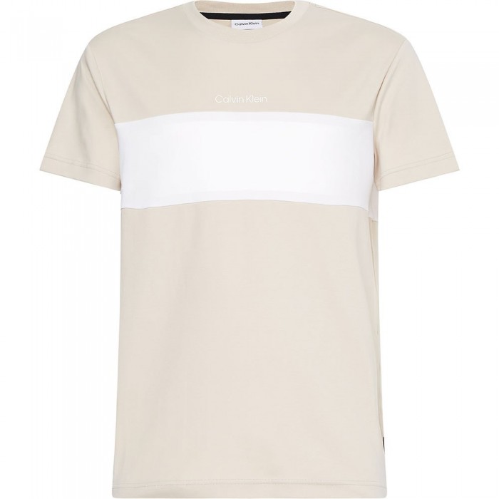 [해외]캘빈클라인 반팔 크루넥 티셔츠 Color Blocking 로고 138647080 Colorblock Stony Beige / White