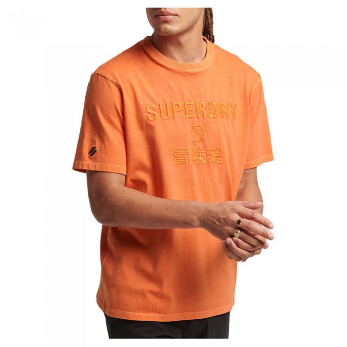 [해외]슈퍼드라이 Code Cl Garment Dye Loose 티셔츠 138565922 Denver Orange