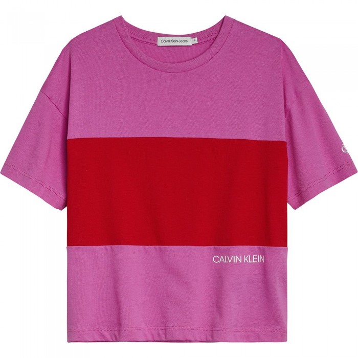 [해외]캘빈클라인 JEANS Colour Block Logo Short Sleeve T-Shirt 15138645538 Light Aloe