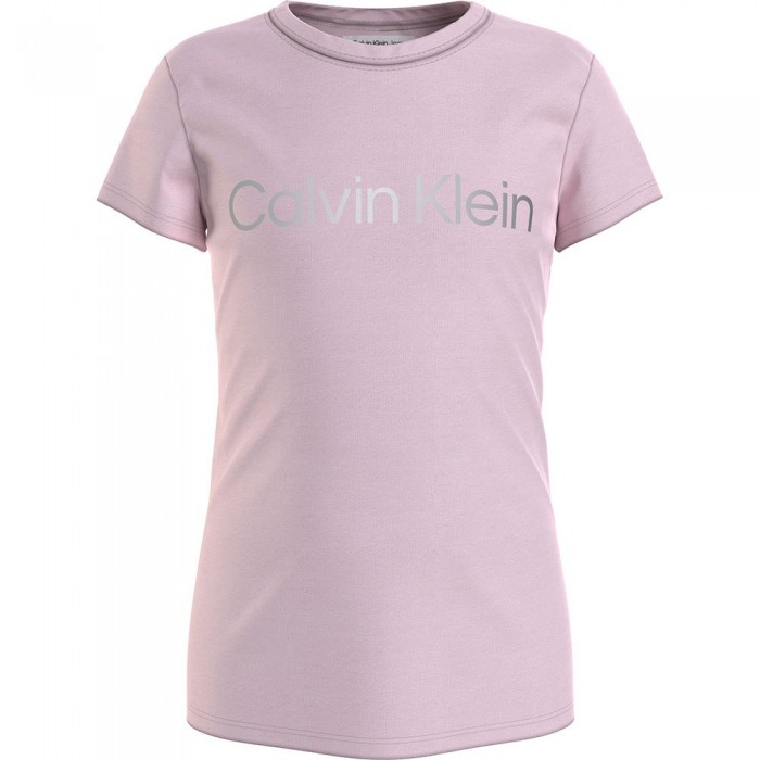 [해외]캘빈클라인 JEANS Institutional Silver Logo Slim Short Sleeve T-Shirt 15138645552 Lucky Pink