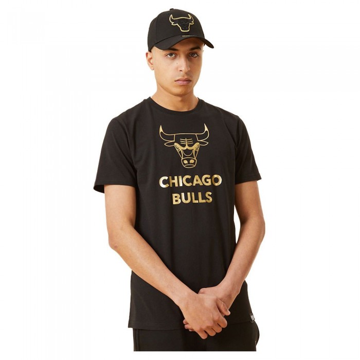 [해외]뉴에라 NBA Metallic Chicago Bulls Short Sleeve T-Shirt Black / Gold
