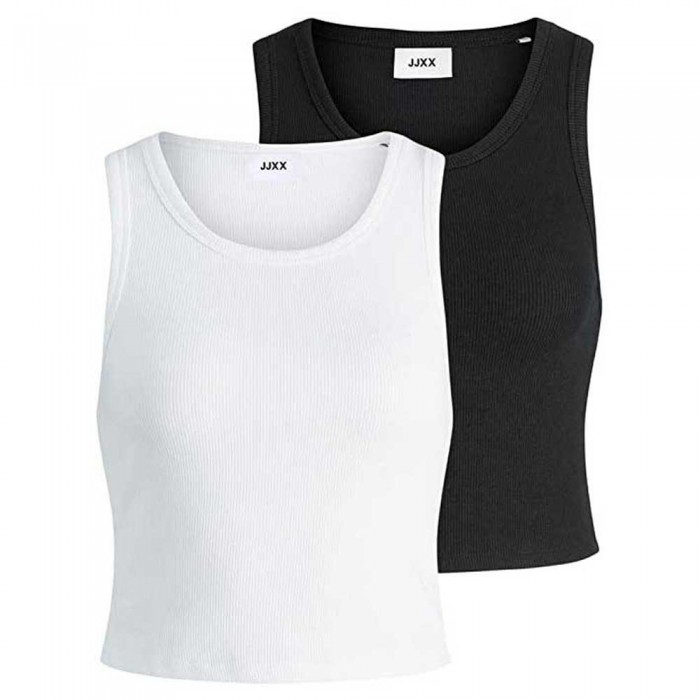[해외]JJXX Fallon Rib Sleeveless T-Shirt 2 Pairs Bright White / Pack Black