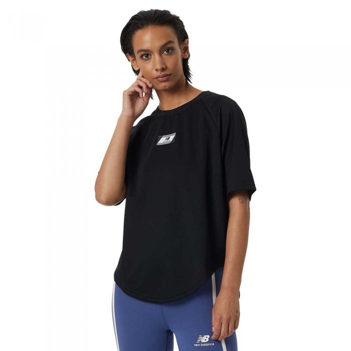 [해외]뉴발란스 Athletics Amplified V Neck Short Sleeve T-Shirt Black