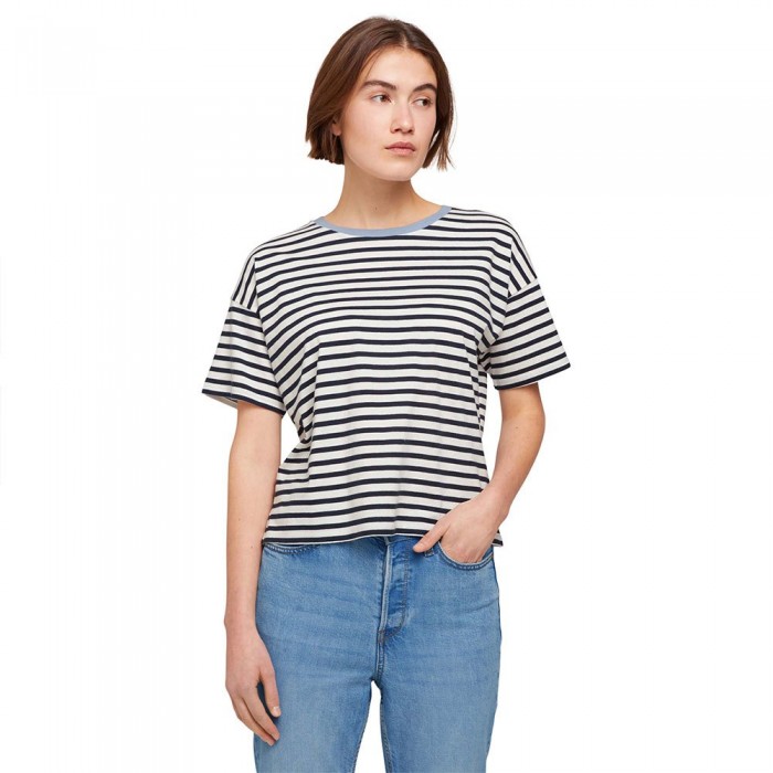 [해외]TOM TAILOR Boxy Print Short Sleeve T-Shirt Navy White Stripe