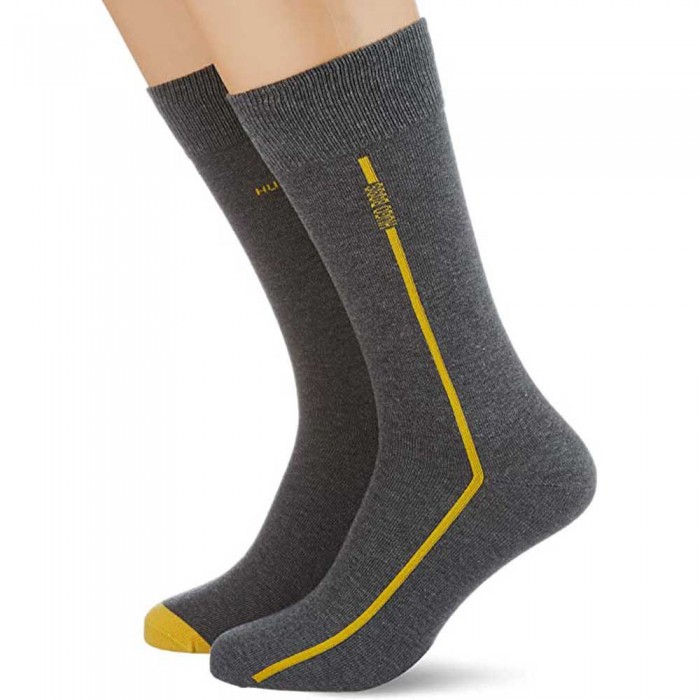 [해외]BOSS Logo Stripe Socks 2 Pairs Medium Grey