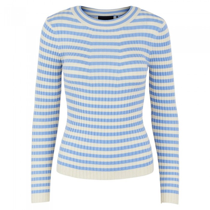 [해외]PIECES Crista O Neck Sweater Vista Blue / Stripes With Birch Stripes M