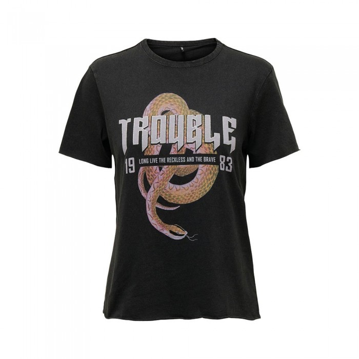 [해외]ONLY Lucy Reg JRS 반팔 티셔츠 138749099 Black / Print Trouble Snake