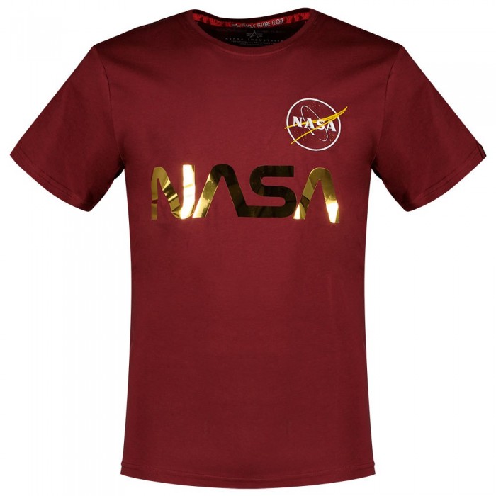 [해외]알파 인더스트리 NASA Reflective 반팔 티셔츠 138057148 Burgundy / Shiny Gold