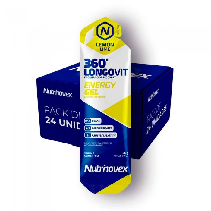 [해외]NUTRINOVEX 레몬과 라임 에너지 젤 상자 롱ovit 360 Energy Gel 40g 24 단위 7138439493