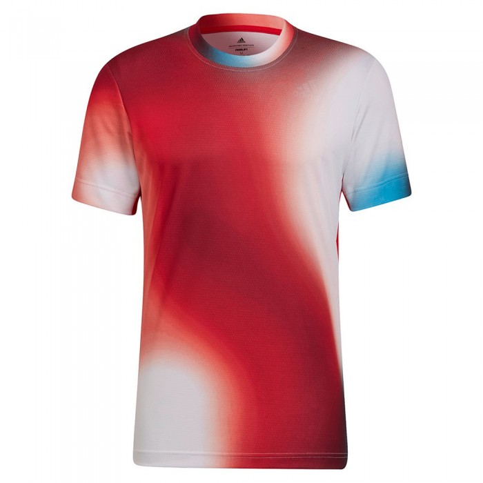 [해외]아디다스 Melbourne Short Sleeve T-Shirt 12138427465 White / Legacy Burgundy / Vivid Red