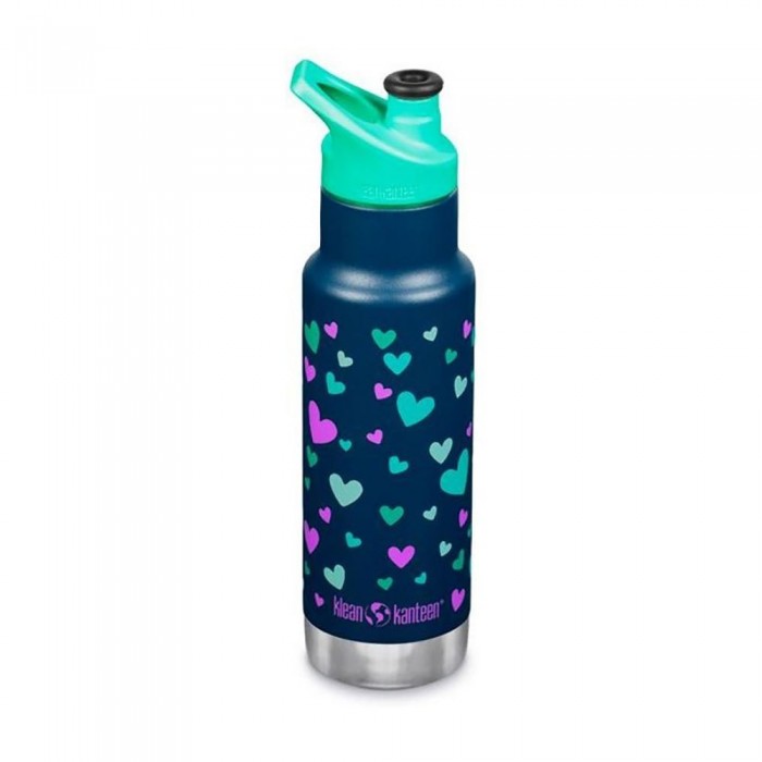 [해외]KLEAN KANTEEN Insulated Kid Classic 스테인리스 스틸 스포츠 모자 어린이용 물병 355ml 4138634335 Navy Hearts