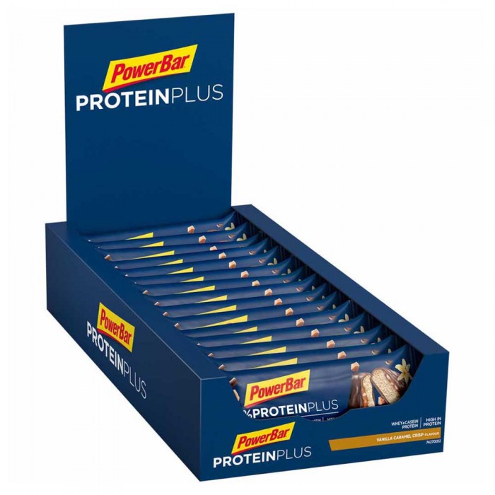 [해외]파워바 바닐라 카라멜 크리스프 프로teinPlus 30% 55g 단백질 바 상자 15 단위 4138477014 Blue