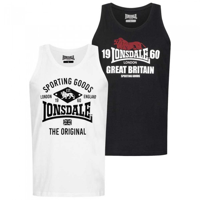 [해외]LONSDALE Biggin 민소매 티셔츠 2 단위 7138794987 Black / White